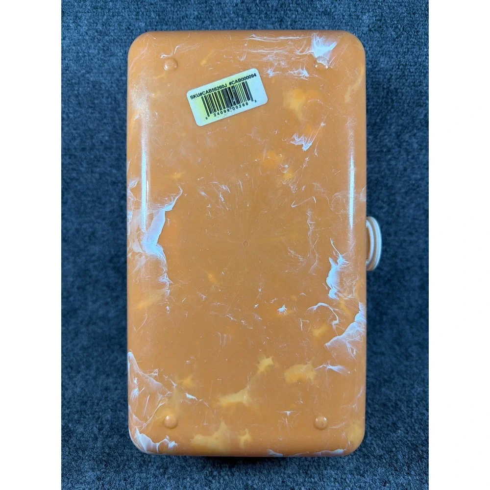 Vintage Caboodles Makeup Case Orange Marbled Organizer Box with Mirror 90s Retro